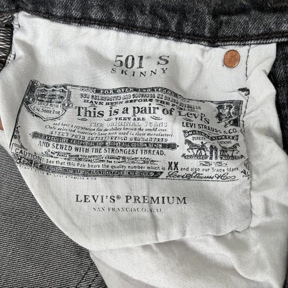 Levi’s 501 Skinny Jeans Coal Black 26 - Picture 6 of 8